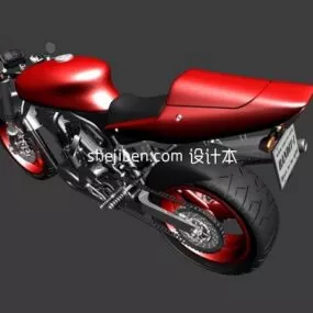 Motorcycle Red Painted 3d model