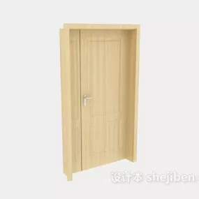 Solid Yellow Wood Main Door 3d model