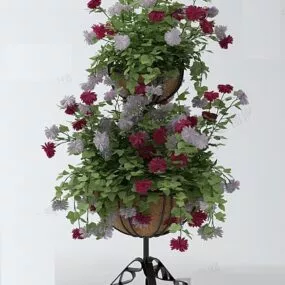 Iron Flower Rack Steel Material 3d model