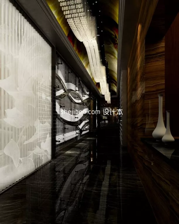 Hotel Lobby Desk Hall Space Interior 3d model