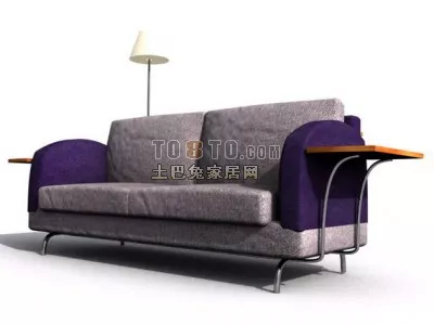 Brown Leather Sofa Two Seats 3d model