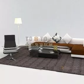 Modern Sofa With Chair And Table 3d model