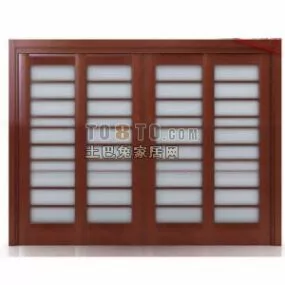 Wood Frame Door With Louvers 3d model