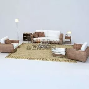 Sofa Armchair Carpet Set 3d model