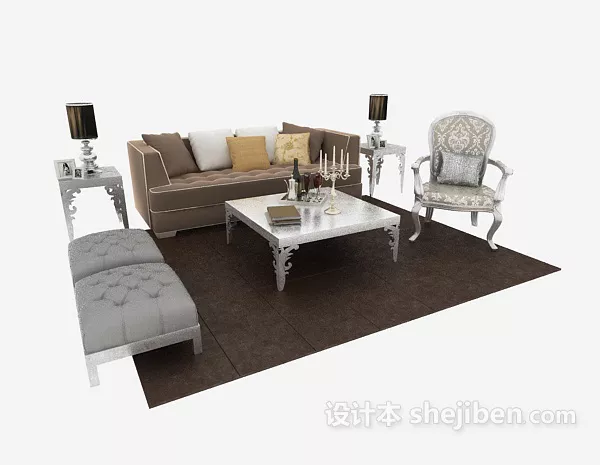 Elegant Sofa Two Seats 3d model