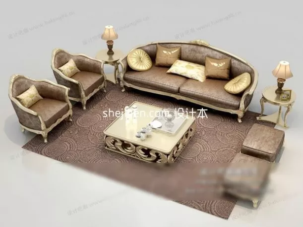 Two Seats Sofa Fauteuil 3d model