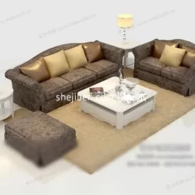 Brown Carmel Sofa Coffee Table Set 3d model