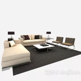 Sofa Coffee Table Set Modern Style 3d model