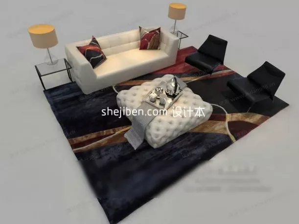 Modern Sofa Table With Carpet 3d model Modern Sofa Table With Carpet 3d model