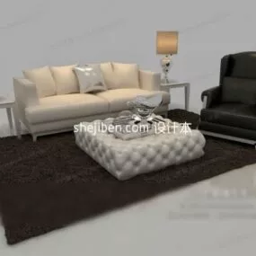 Living Room Sofa With Upholstery Table 3d model