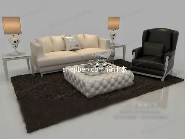 Brown Leather Sofa Two Seats 3d model