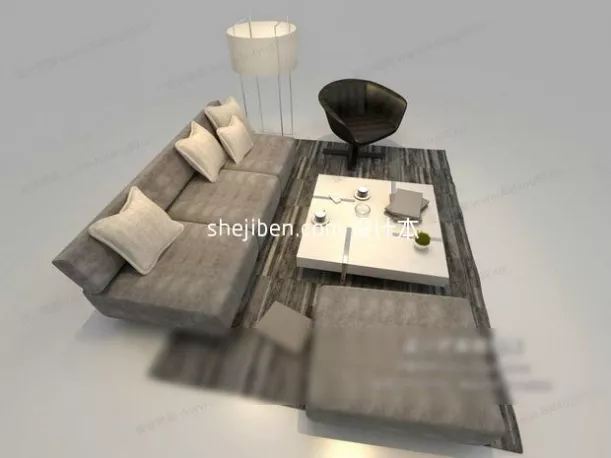Room With Sofa And Coffee Table 3d model
