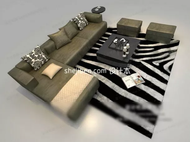 Bench Seat Sofa Fabric Material 3d model