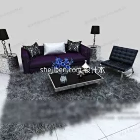 Living Room Sofa With Carpet 3d model