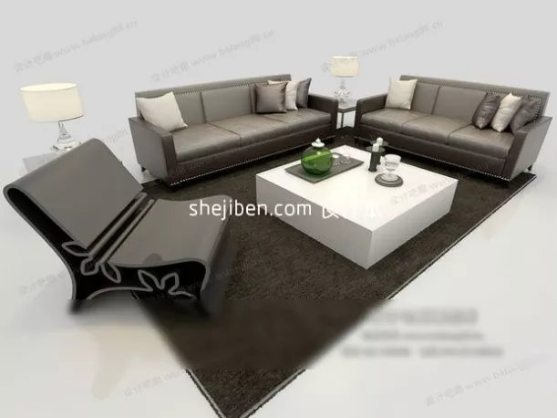 Table Rattan Creative Leg 3d model