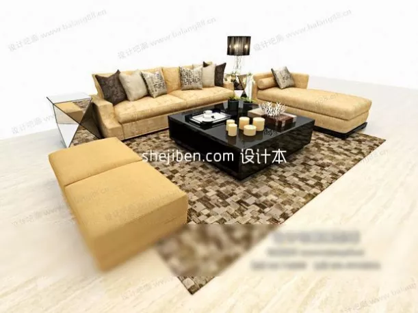 Waiting Sofa Bench Curved Shape 3d model