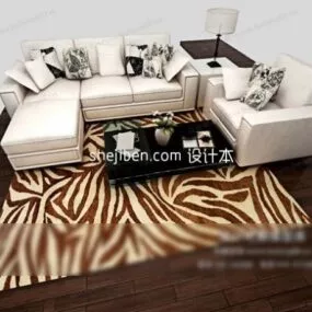 Modern White Sofa Living Room Furniture 3d model
