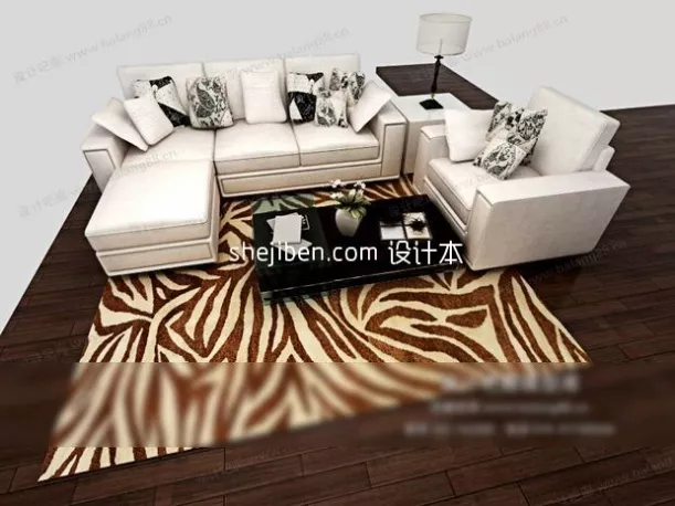L Shaped Work Table 3d model