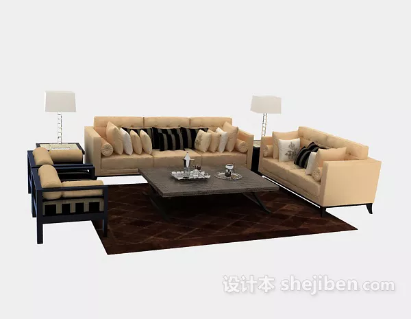 Camel Sofa Vintage Texture 3d model