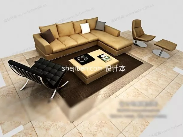 Waiting Sofa Bench Curved Shape 3d model