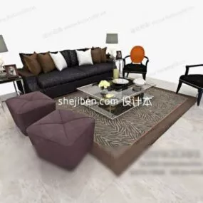 Vintage Sofa Chair Living Room Furniture 3d model