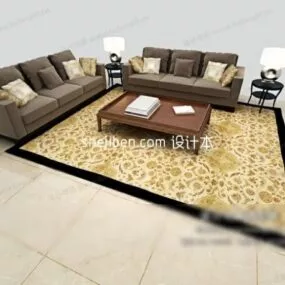 Combination Sofa With Carpet Living Room Set 3d model