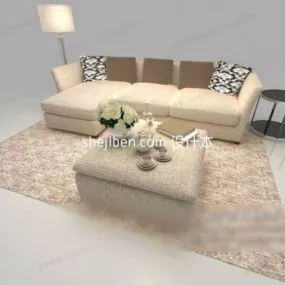 Set Of Sofa Beige Color Living Room Furniture 3d model