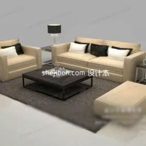Beige Sofa Modern Living Room Set 3d model