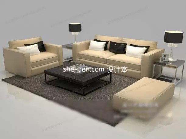 Room With Sofa And Coffee Table 3d model
