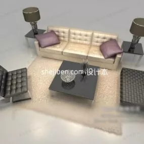 Chesterfield Sofa With Coffee Table Living Room Set 3d model