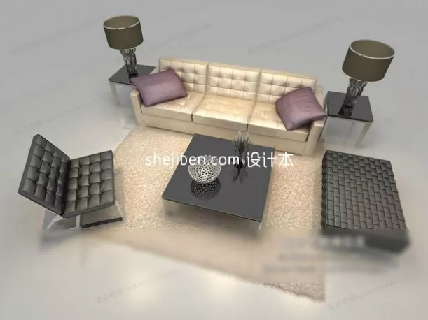 Polygon Table Quadro Furniture 3d model