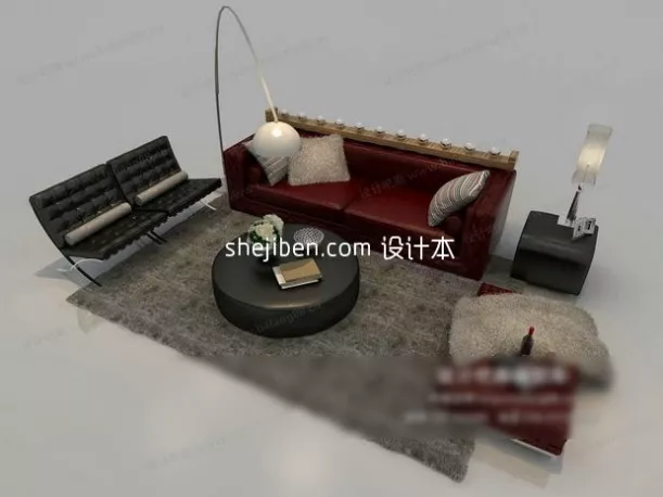 Sofa Bench Black White Color 3d model