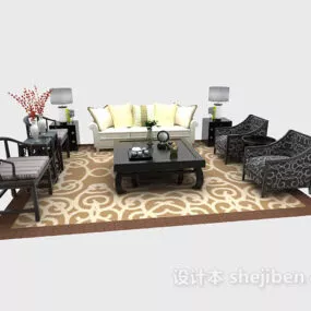 Chinese Sofa Chair Coffee Table Living Room Furniture 3d model