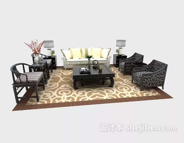 Table Rattan Creative Leg 3d model