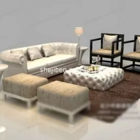 European Combination Upholstery Sofa Table Set 3d model