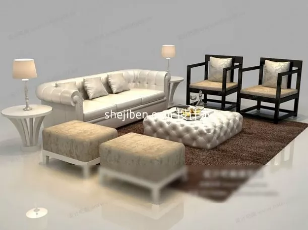 Two Seats Sofa Fauteuil 3d model