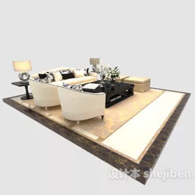 European Modern Sofa Chair With Carpet 3d model