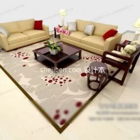 Vintage Chinese Living Room Chair Carpet With Sofa 3d model