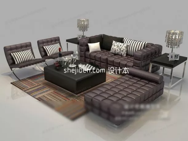 Two Sofa Fabric Texture 3d model