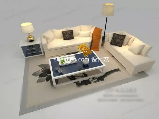 Sofa Flower Module Shape 3d model