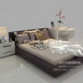Double Bed Simple Style Bedroom Set 3d model