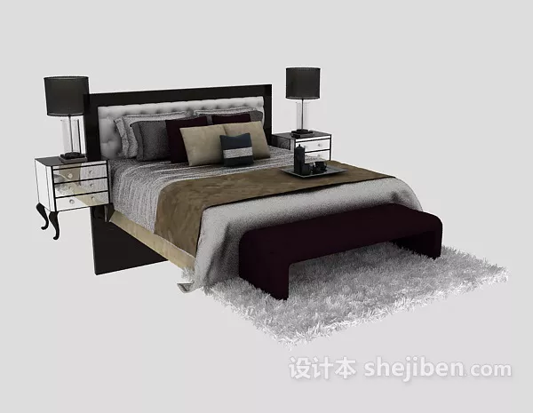 Bedroom With Cabinet Bed 3d model