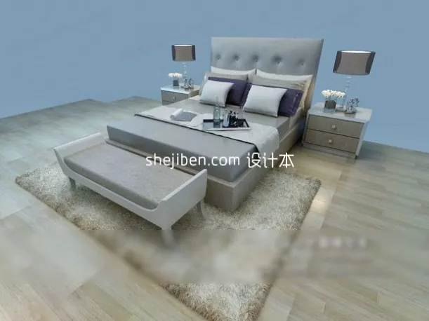 Sing Bed With Bedcap 3d model