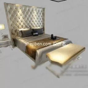 Hotel Luxury Double Bed Bedroom Set 3d model