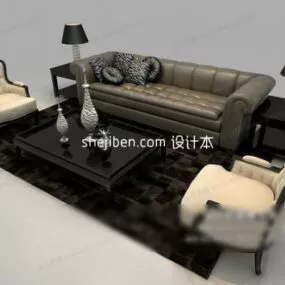 European Sofa Living Room Set 3d model