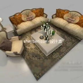European Sofa Table Living Room Set 3d model