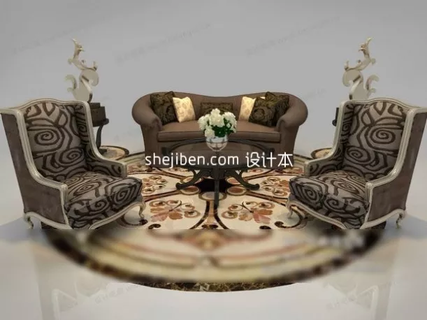 Sofa Strip Pattern Finish 3d model