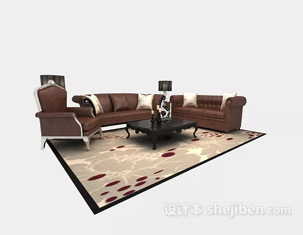Two Seats Sofa Fauteuil 3d model