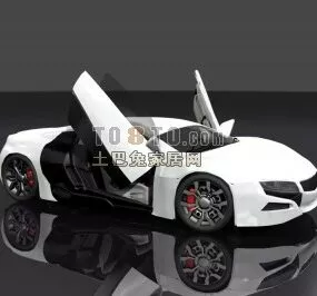 Sports Car White Color 3d model