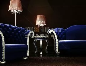 Velvet Sofa With Table 3d model